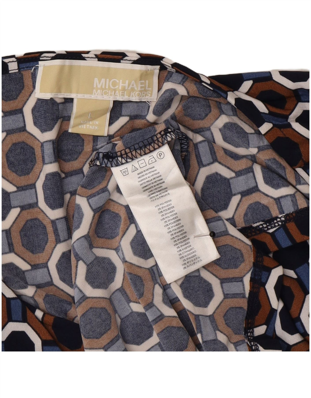 Michael Kors Womens Blouse Top UK 14 Large Multicoloured Geometric
