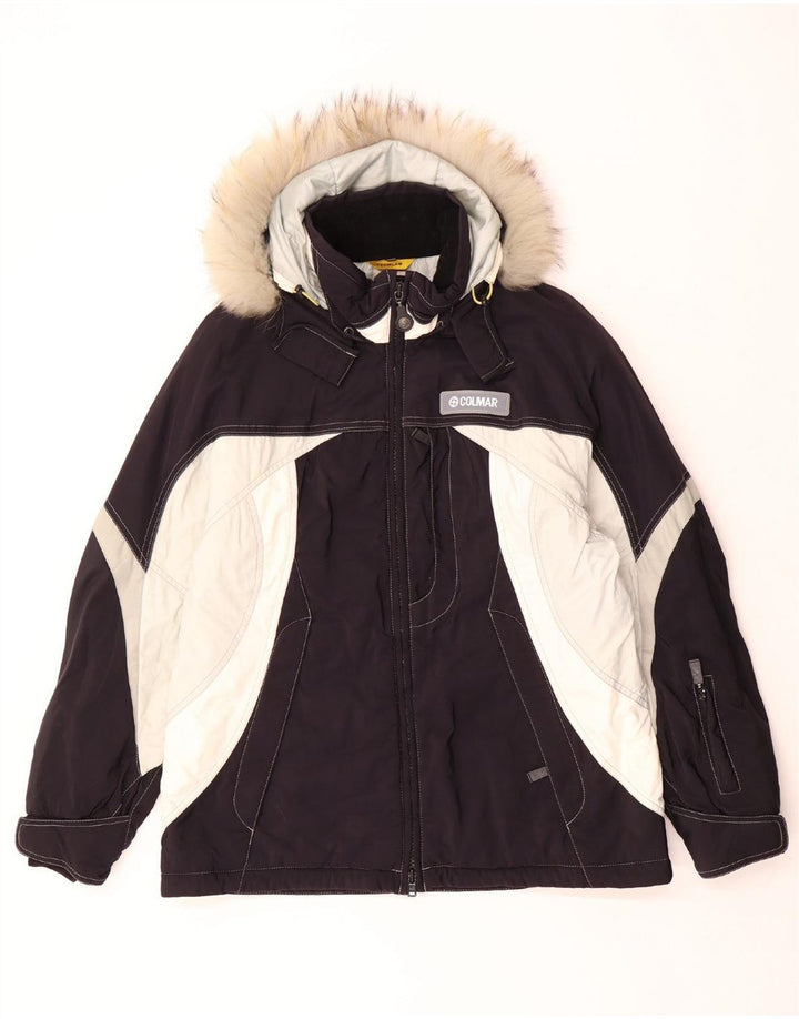 COLMAR Mens Hooded Ski Jacket IT 50 Medium Black Colourblock Nylon