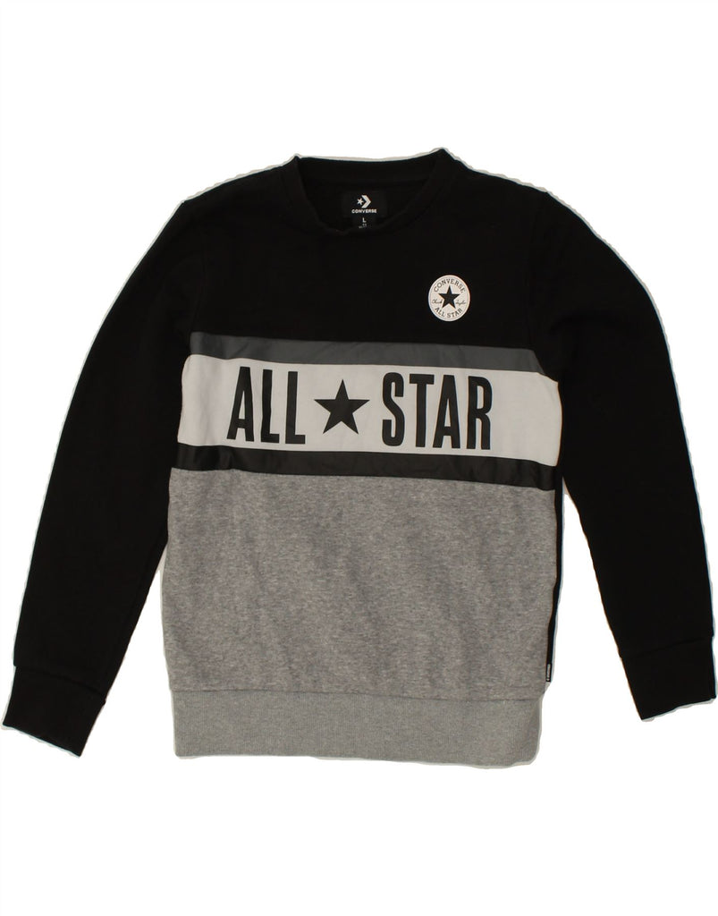 CONVERSE Boys All Star Graphic Sweatshirt Jumper 12-13 Years Large  Black | Vintage Converse | Thrift | Second-Hand Converse | Used Clothing | Messina Hembry 