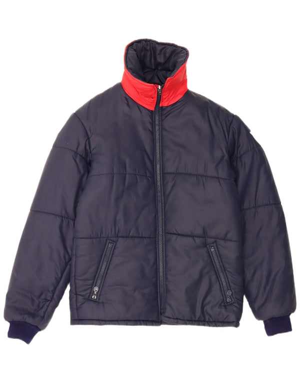 Vintage Mens Reversible Padded Jacket UK 38 Medium Navy Blue Colourblock
