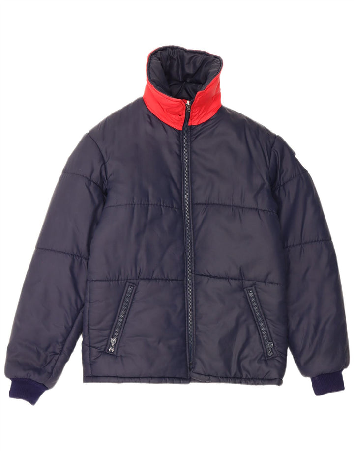 Vintage Mens Reversible Padded Jacket UK 38 Medium Navy Blue Colourblock