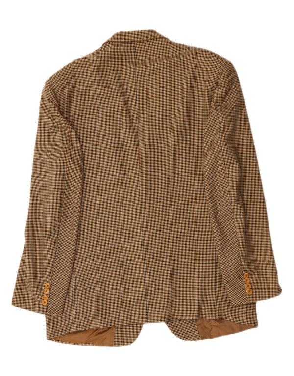 Vintage Mens 2 Button Blazer Jacket IT 54 2XL Brown Houndstooth Virgin Wool