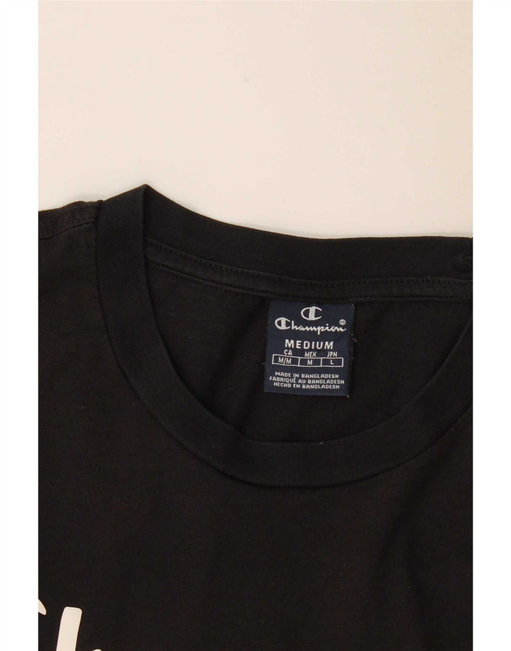 Champion Mens Graphic T-Shirt Top Medium Black