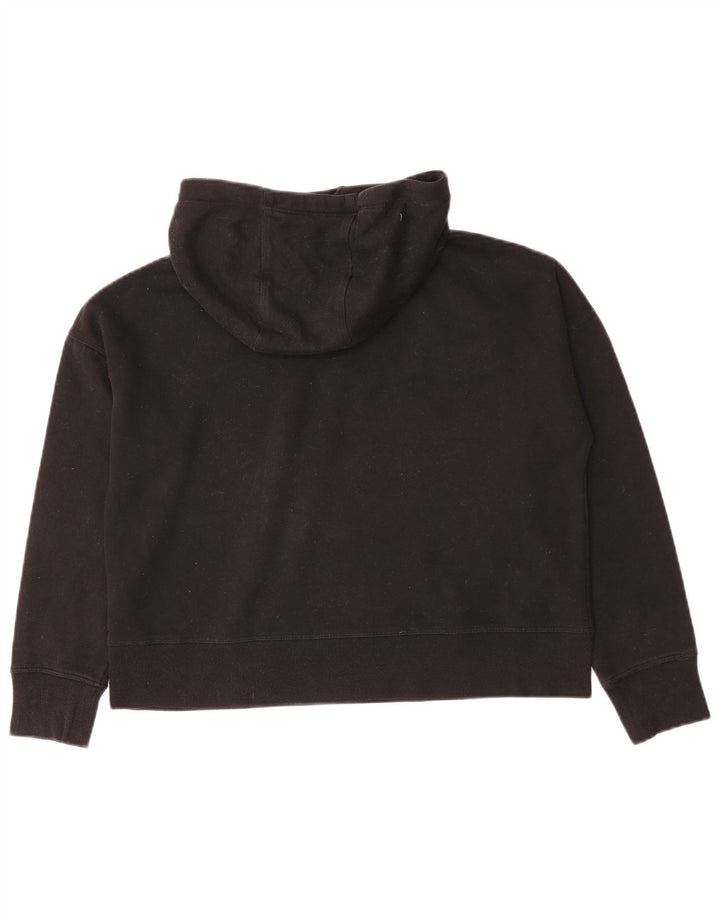 Calvin Klein Womens Crop Hoodie Jumper UK 12 Medium Black Colourblock