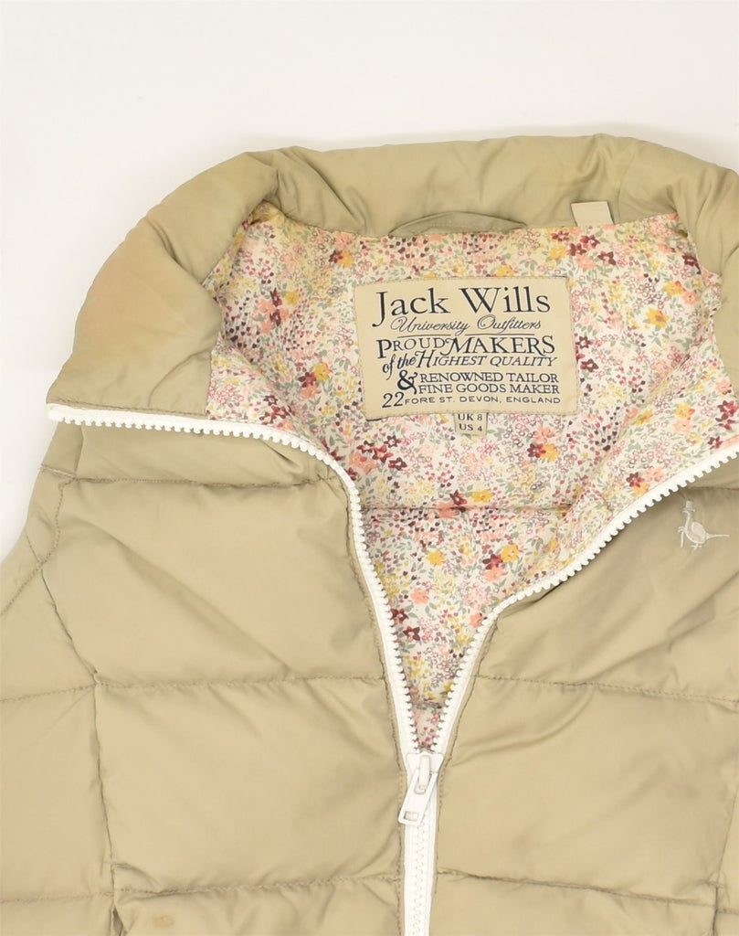 JACK WILLS Womens Padded Gilet UK 8 small  Beige Nylon | Vintage Jack Wills | Thrift | Second-Hand Jack Wills | Used Clothing | Messina Hembry 