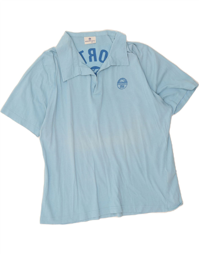 NORTH SAILS Mens Graphic Polo Shirt Large Blue Cotton Vintage North Sails and Second-Hand North Sails from Messina Hembry 