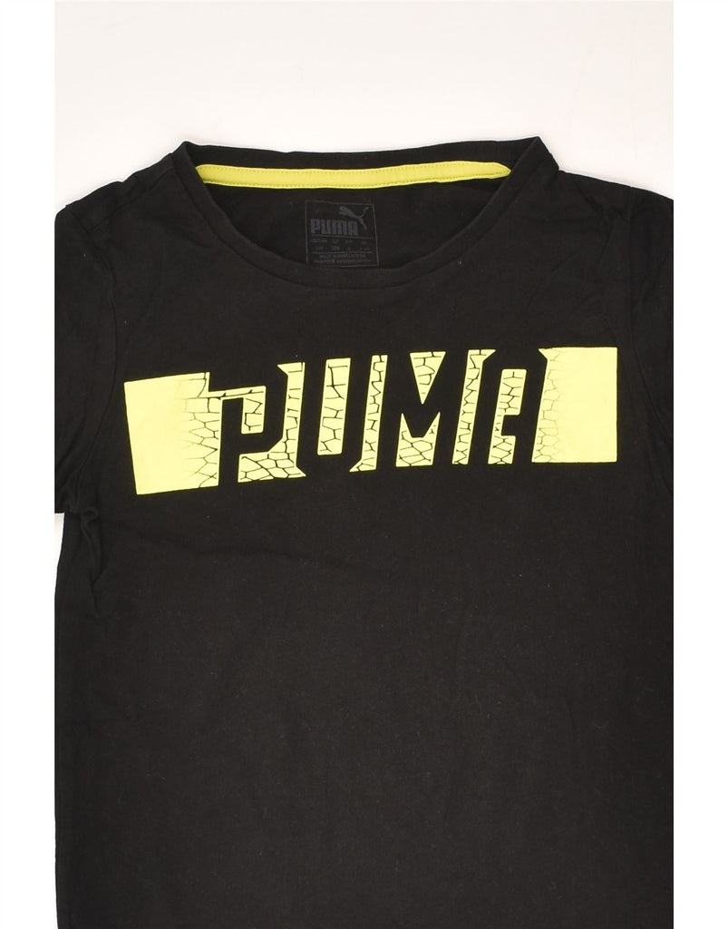 PUMA Boys Graphic T-Shirt Top 7-8 Years Black Cotton | Vintage Puma | Thrift | Second-Hand Puma | Used Clothing | Messina Hembry 