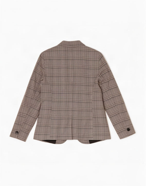 Zara Womens 1 Button Blazer Jacket EU 40 Medium Grey Houndstooth Polyester