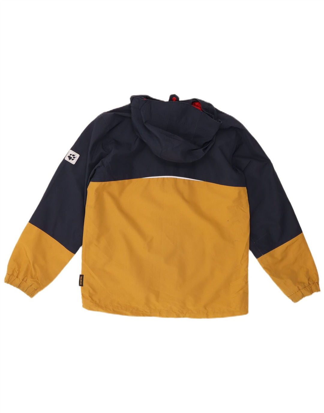 JACK WOLFSKIN Boys Hooded Rain Jacket 12-13 Years Navy Blue Colourblock
