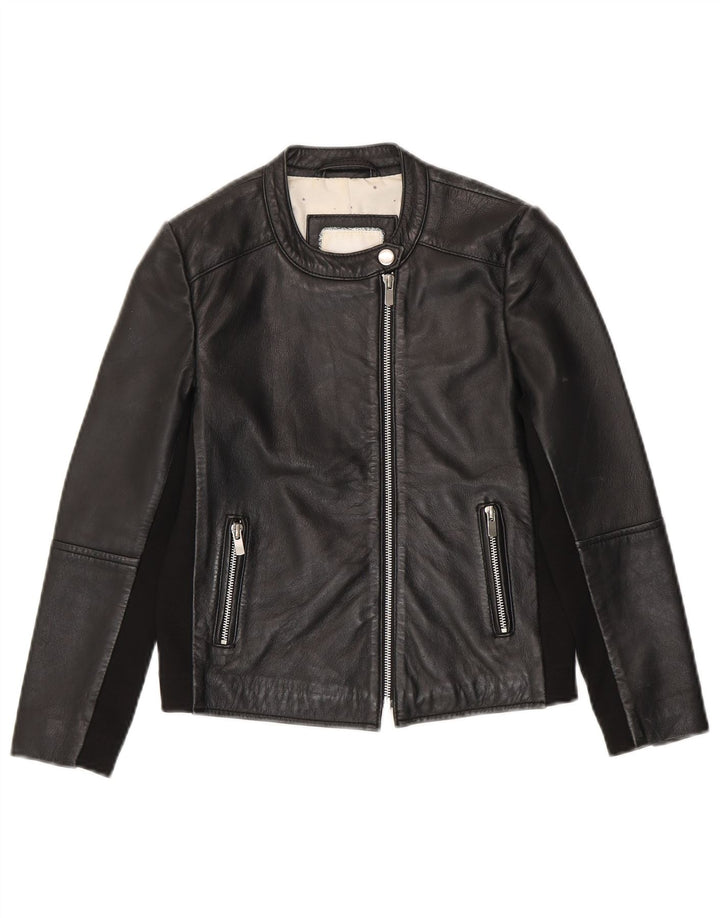 Mango Girls Biker Leather Jacket 9-10 Years Black