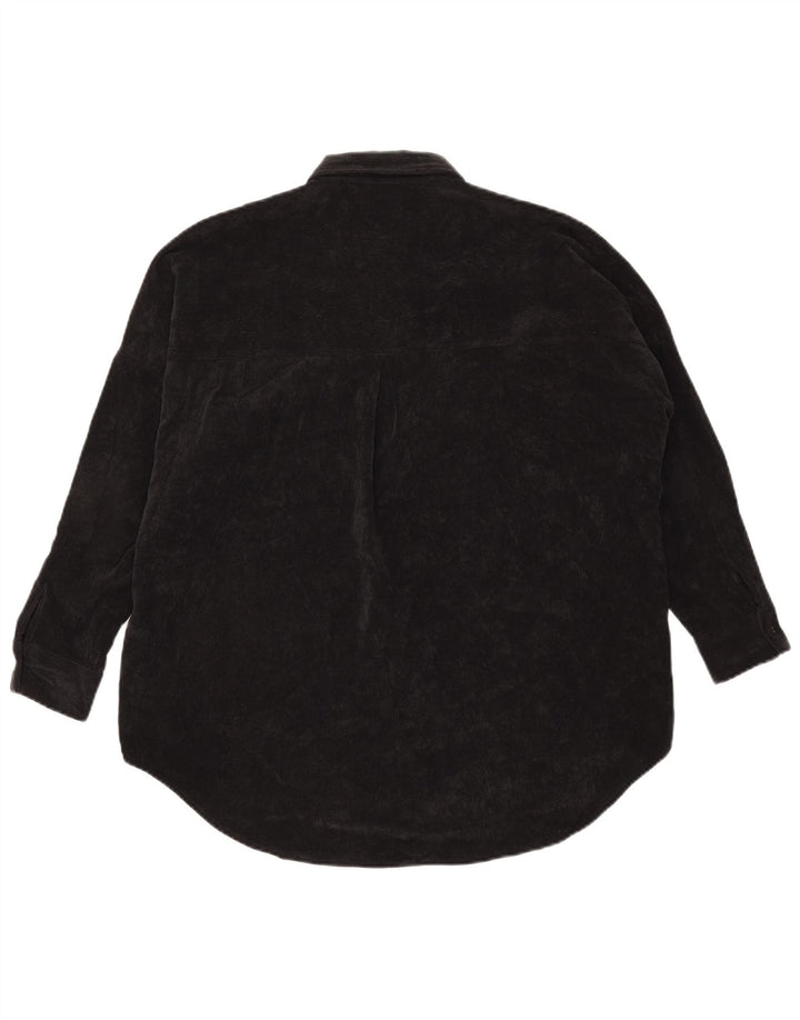 Zara Womens Oversized Corduroy Shirt UK 6 XS Black Polyester