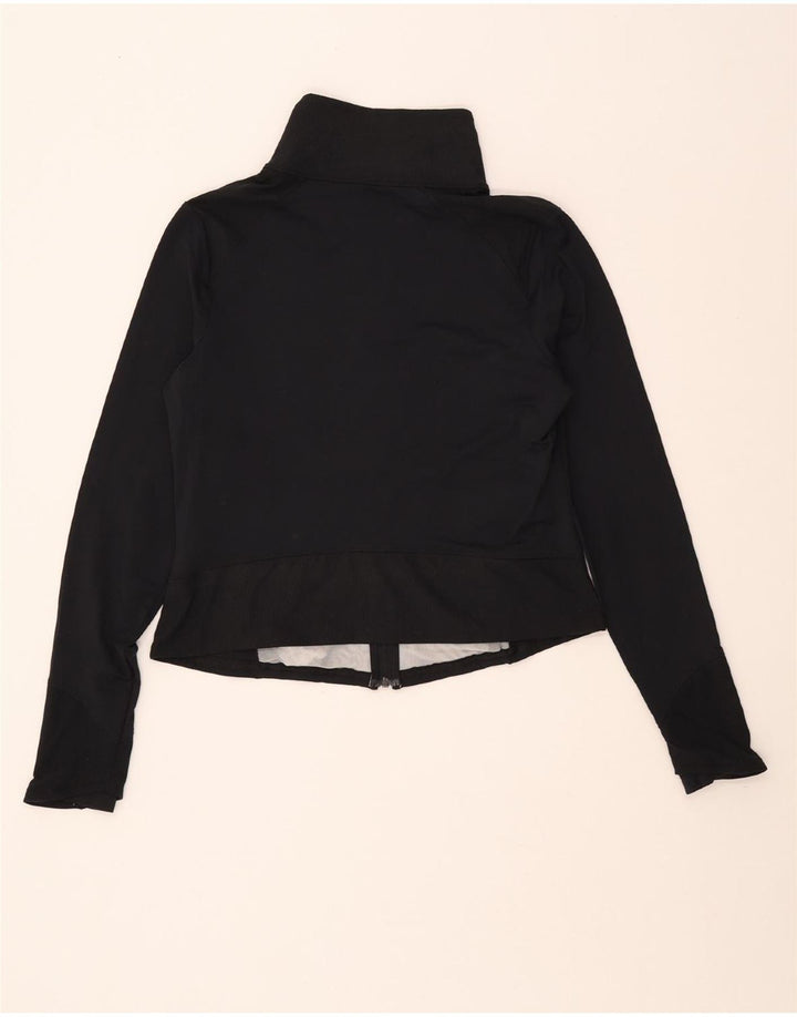 UNDER ARMOUR Womens Crop Tracksuit Top Jacket UK 14 Large Black Nylon