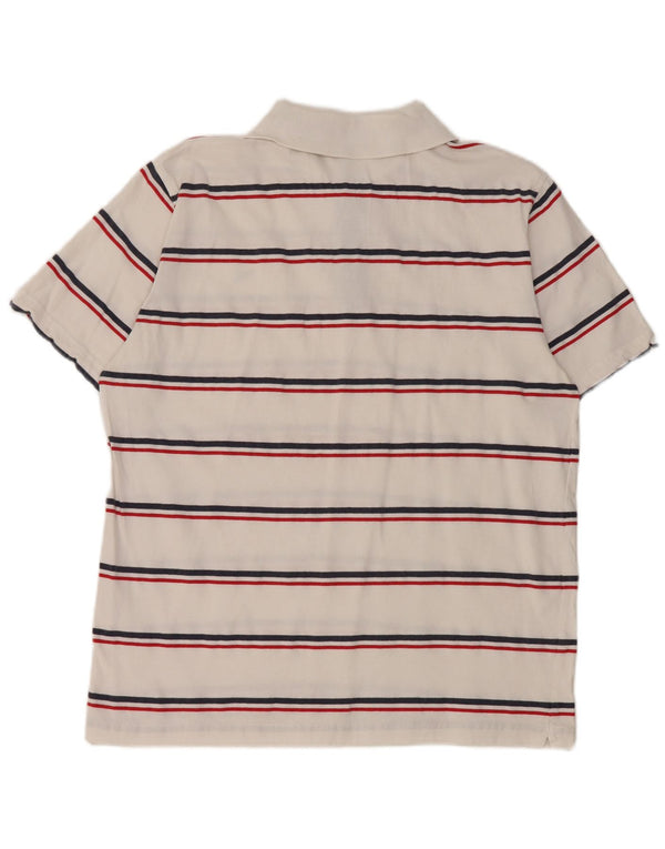 Diadora Mens Polo Shirt Large White Striped Cotton