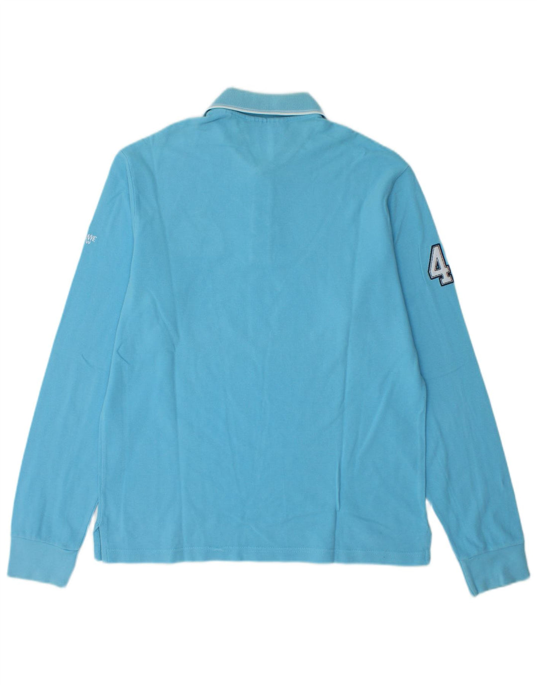 MURPHY & NYE Mens Graphic Long Sleeve Polo Shirt Large Blue Cotton