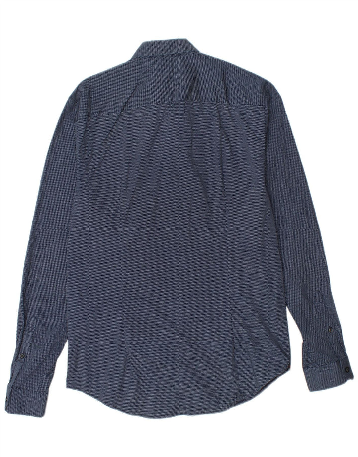 SUPERDRY Mens Slim Fit Shirt Small Navy Blue Spotted Cotton