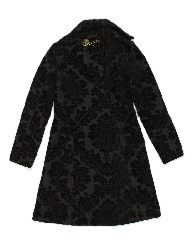 DESIGUAL Womens Overcoat EU 38 Medium Black Paisley Polyester | Vintage Desigual | Thrift | Second-Hand Desigual | Used Clothing | Messina Hembry 