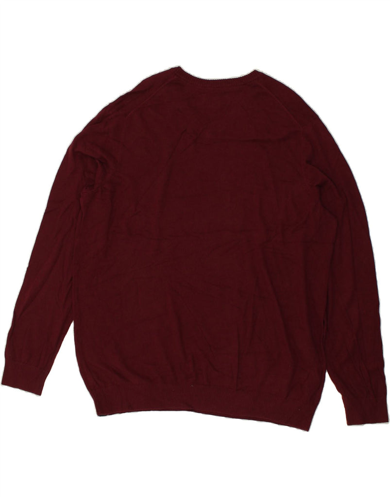 EDDIE BAUER Mens Tall V-Neck Jumper Sweater 2XL Burgundy Cotton | Vintage Eddie Bauer | Thrift | Second-Hand Eddie Bauer | Used Clothing | Messina Hembry 