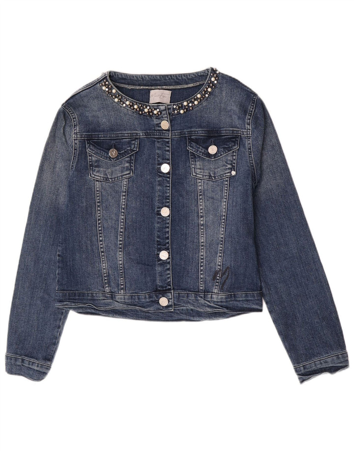 Vintage Womens Crop Denim Jacket UK 18 XL Blue Cotton