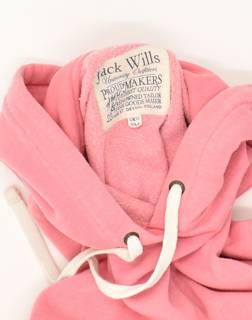 JACK WILLS Womens Graphic Hoodie Jumper UK 12 Medium Pink Cotton | Vintage Jack Wills | Thrift | Second-Hand Jack Wills | Used Clothing | Messina Hembry 