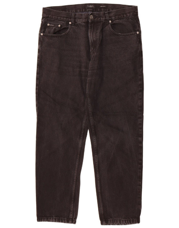 Pierre Cardin Mens Regular Fit Straight Jeans W36 L29 Black Cotton