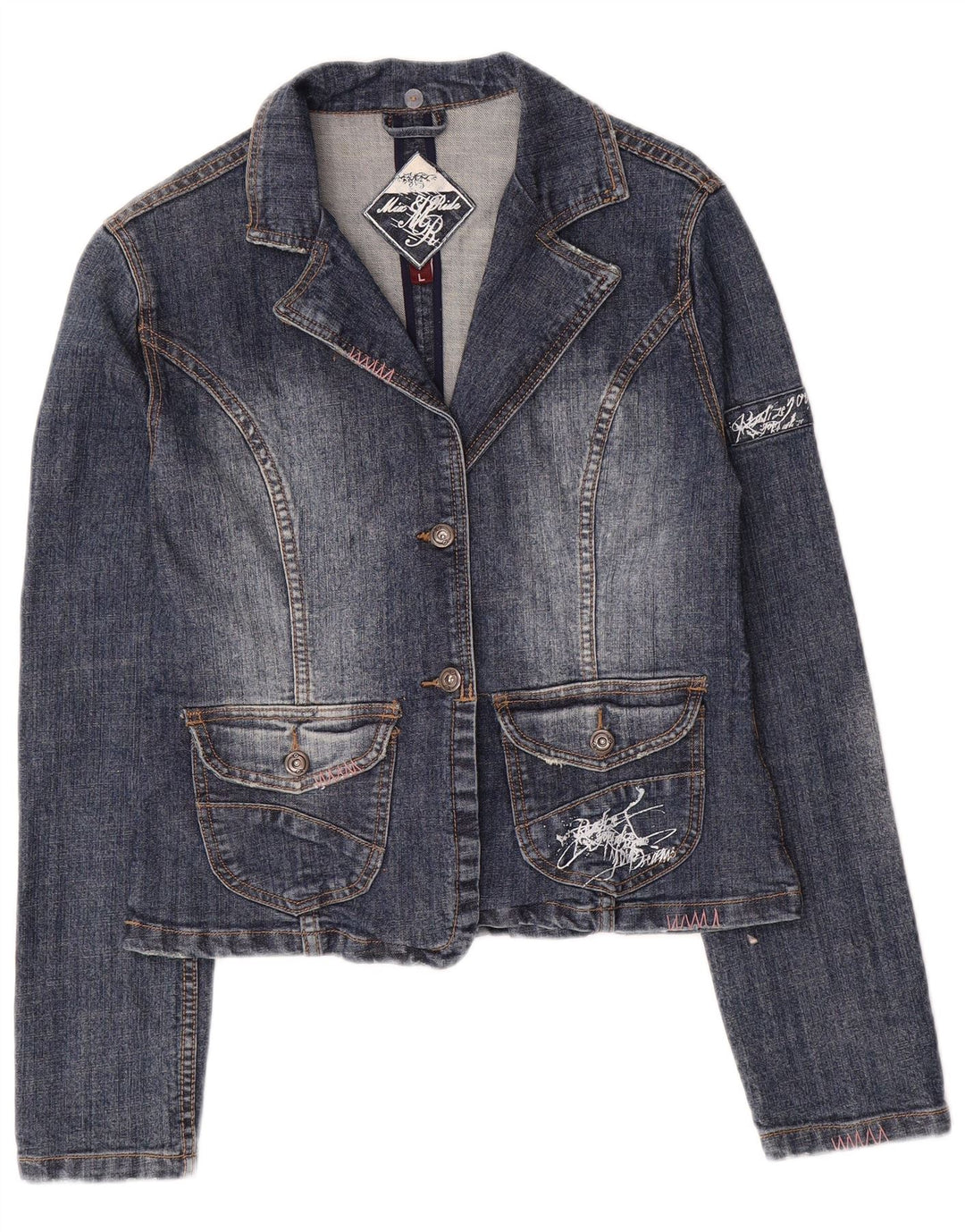 Vintage Womens Denim Jacket UK 14 Large Blue Cotton