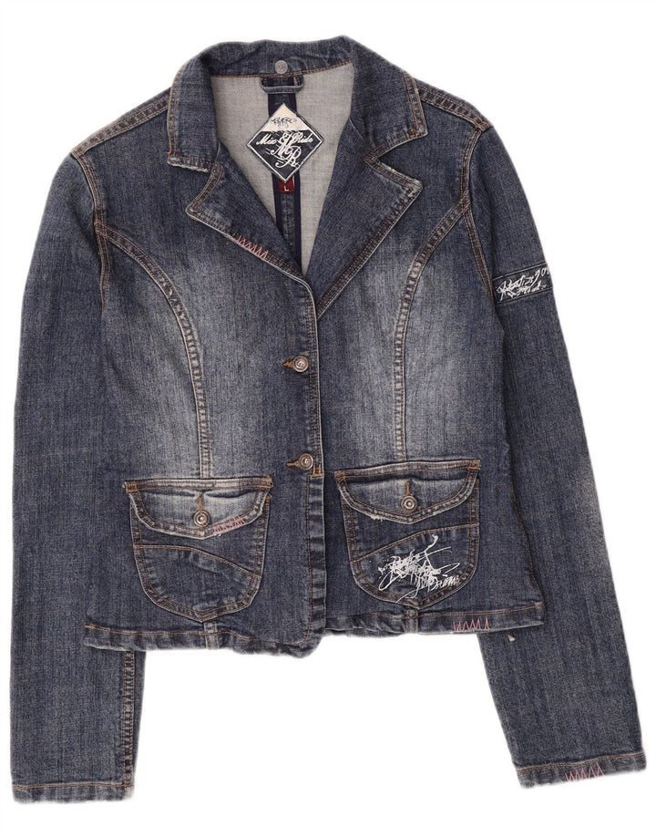 Vintage Womens Denim Jacket UK 14 Large Blue Cotton
