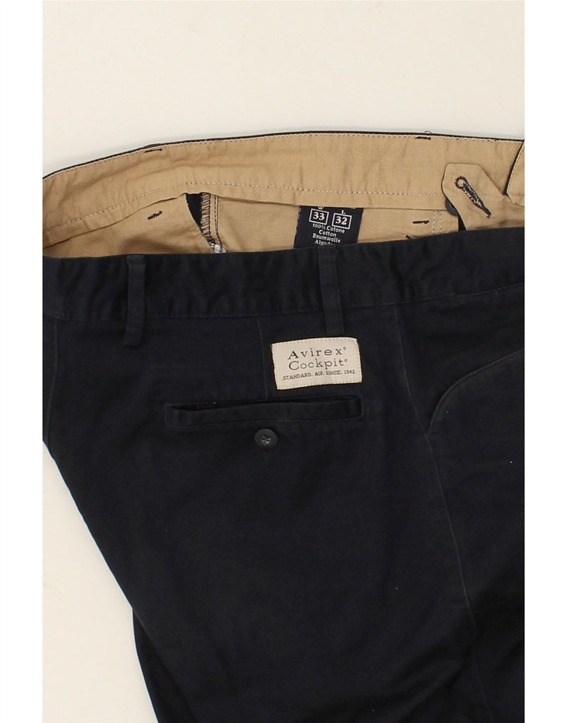AVIREX Mens Straight Casual Trousers W33 L28 Navy Blue Cotton | Vintage Avirex | Thrift | Second-Hand Avirex | Used Clothing | Messina Hembry 
