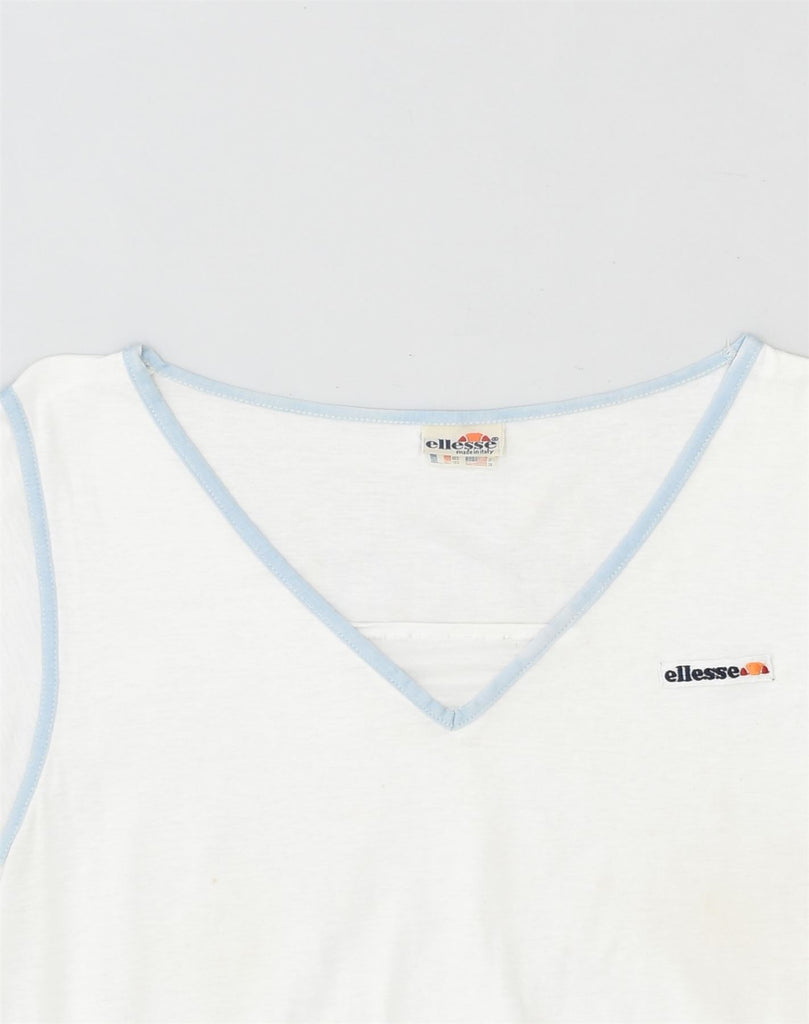 ELLESSE Womens T-Shirt Top IT 42 Medium White Cotton | Vintage Ellesse | Thrift | Second-Hand Ellesse | Used Clothing | Messina Hembry 