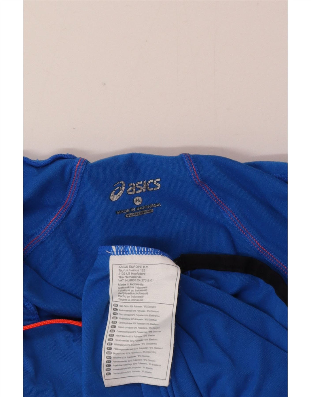 Asics Mens Zip Neck Hooded Top Long Sleeve Medium Blue Polyester