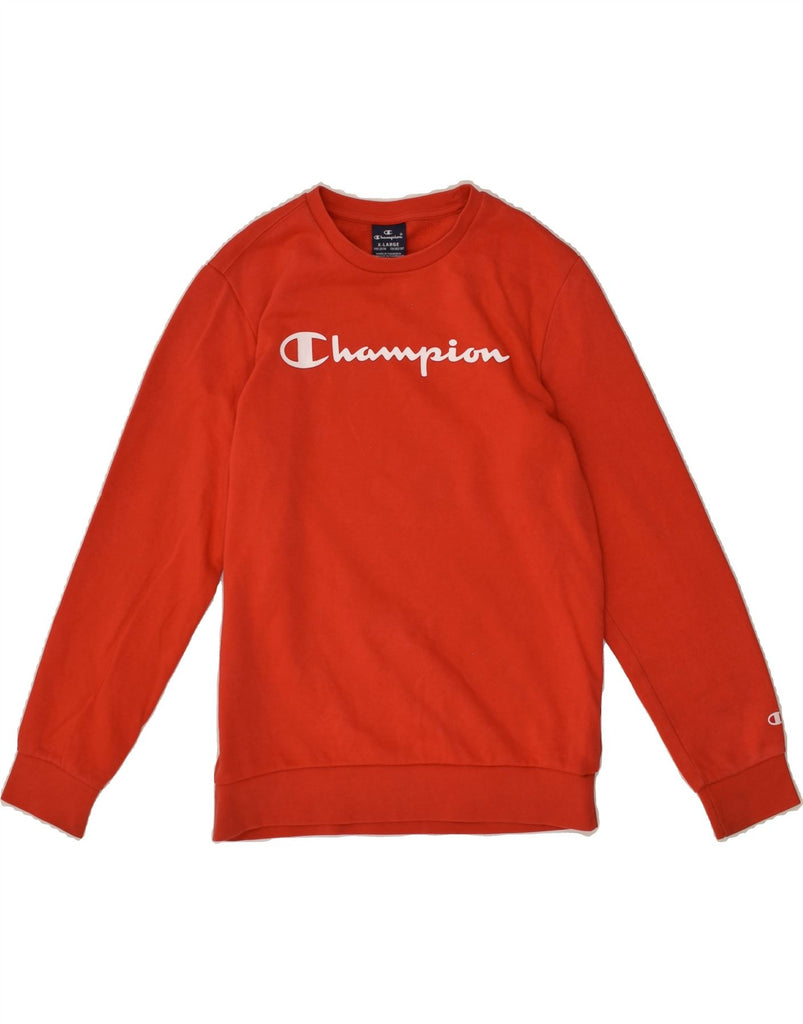 CHAMPION Girls Graphic Sweatshirt Jumper 13-14 Years XL Red Cotton | Vintage Champion | Thrift | Second-Hand Champion | Used Clothing | Messina Hembry 