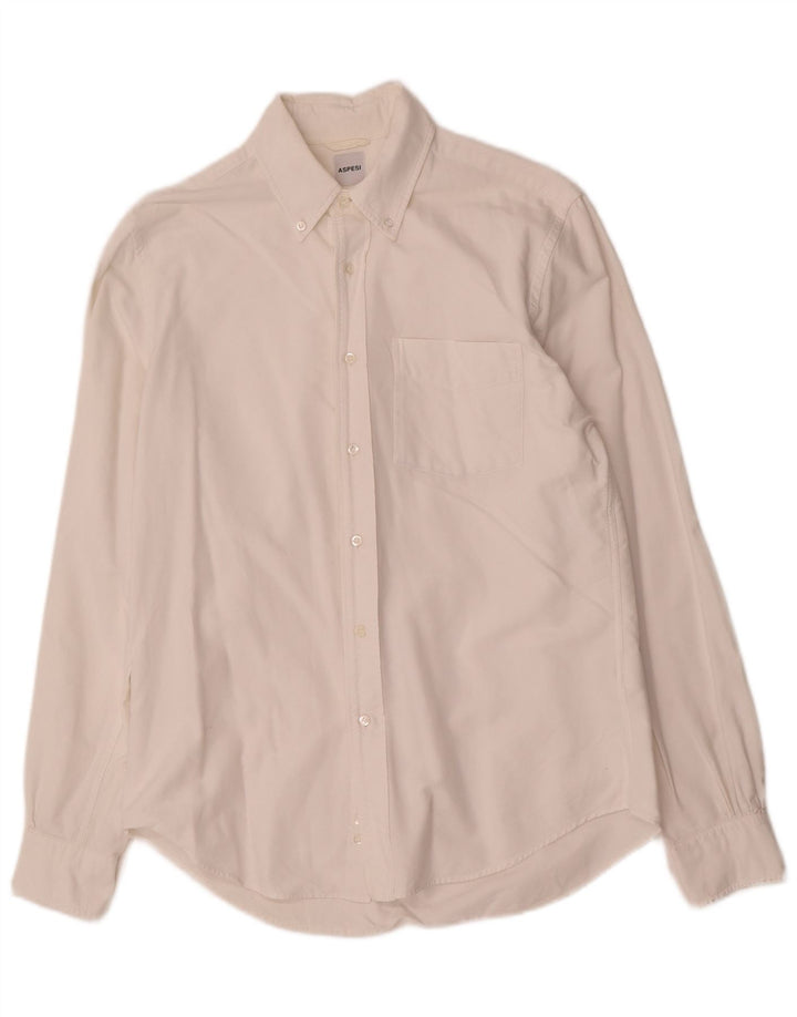 Aspesi Mens Shirt Size 39 15 1/2 Medium White Cotton