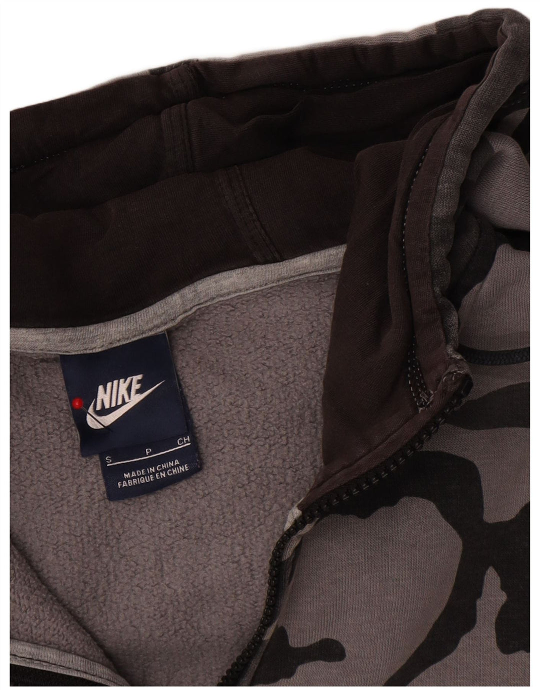 Nike Mens Zip Hoodie Sweater Small Grey Camouflage Cotton