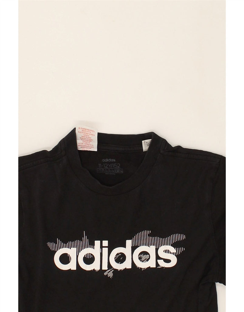 ADIDAS Boys Graphic T-Shirt Top 11-12 Years Black Cotton | Vintage Adidas | Thrift | Second-Hand Adidas | Used Clothing | Messina Hembry 