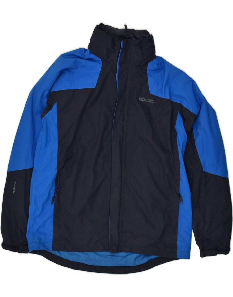MOUNTAIN WAREHOUSE Mens Rain Jacket UK 40 Large Navy Blue Colourblock | Vintage Mountain Warehouse | Thrift | Second-Hand Mountain Warehouse | Used Clothing | Messina Hembry 