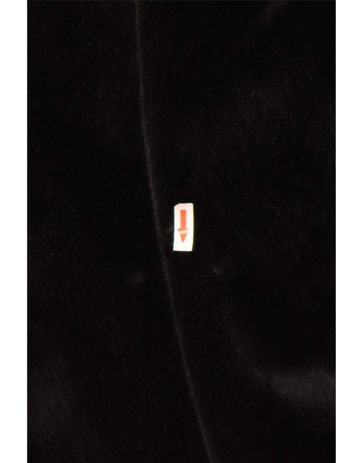 Vintage Womens Faux Fur Overcoat IT 42 Medium Black Polyester