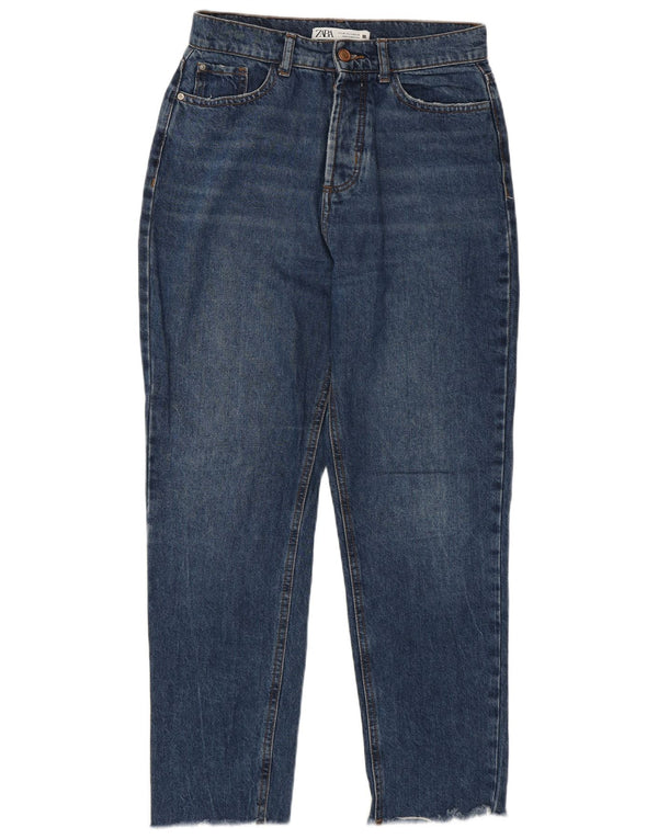 Zara Womens High Waist Tapered Jeans EU 36 XS W26 L26 Blue Cotton