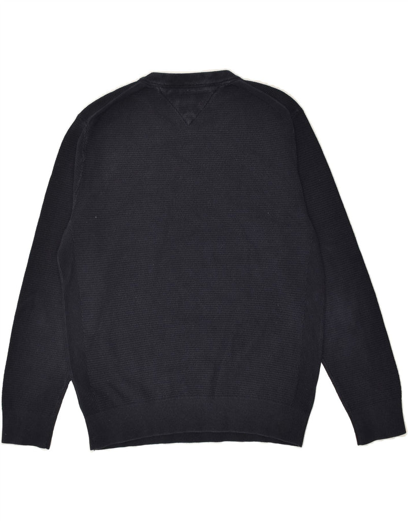 TOMMY HILFIGER Mens Crew Neck Jumper Sweater Medium Navy Blue Cotton | Vintage Tommy Hilfiger | Thrift | Second-Hand Tommy Hilfiger | Used Clothing | Messina Hembry 