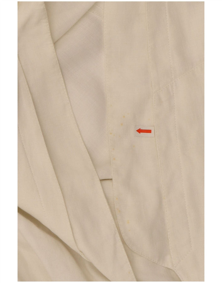 Claude Montana Womens Crop Blazer Jacket UK 12 Medium White Linen