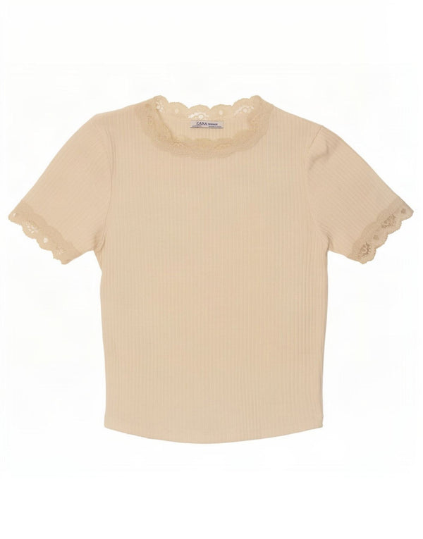 Zara Womens Crop Blouse Top UK 12 Medium White