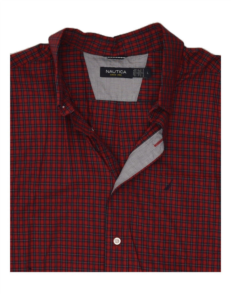 NAUTICA Mens Shirt Large Red Check Cotton | Vintage Nautica | Thrift | Second-Hand Nautica | Used Clothing | Messina Hembry 