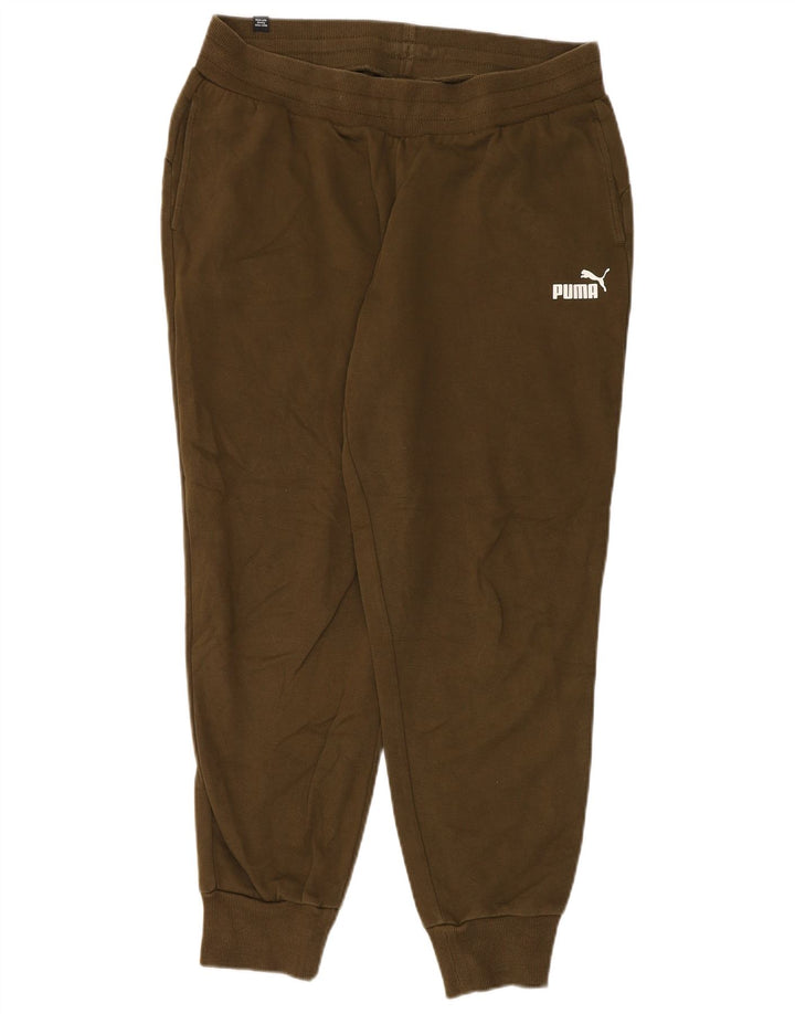 PUMA Mens Tracksuit Trousers Joggers Large Khaki Cotton