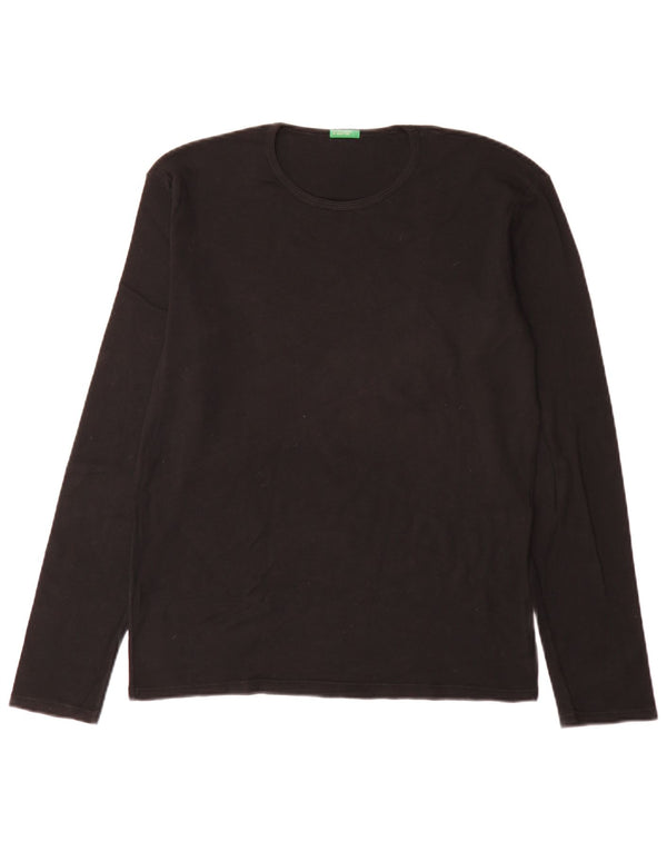 Benetton Womens Long Sleeve Regular Fit T-Shirt Top UK 16 Large Black