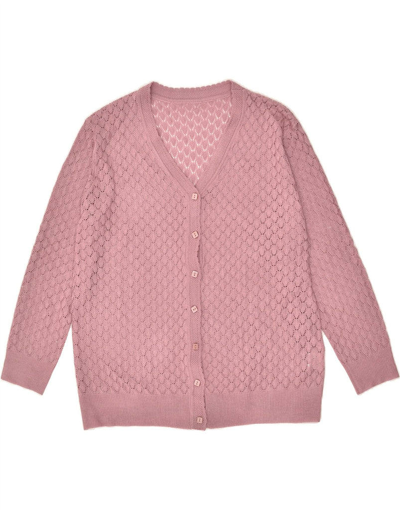 VINTAGE Womens Cardigan Sweater UK 12 Medium Pink Cotton | Vintage Vintage | Thrift | Second-Hand Vintage | Used Clothing | Messina Hembry 