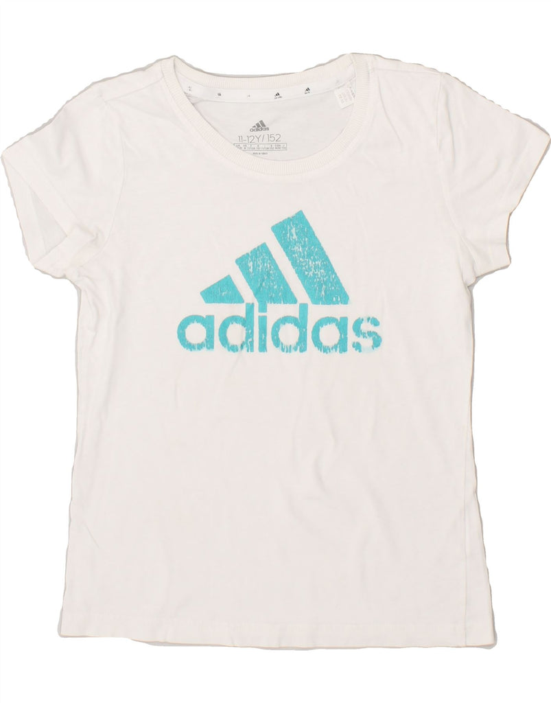 ADIDAS Boys Graphic T-Shirt Top 11-12 Years White | Vintage Adidas | Thrift | Second-Hand Adidas | Used Clothing | Messina Hembry 