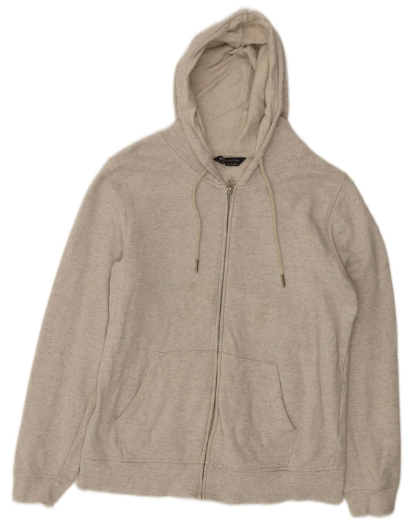 Marks & Spencer Womens Hoodie Jumper UK 12 Medium Grey Flecked Cotton
