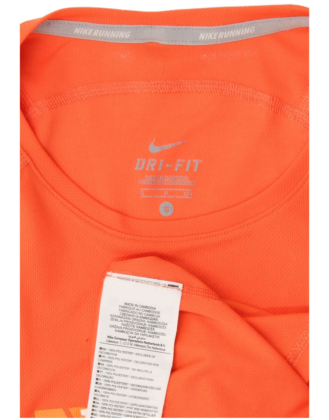 Nike Womens Dri Fit Graphic T-Shirt Top UK 10 Small Orange Polyester