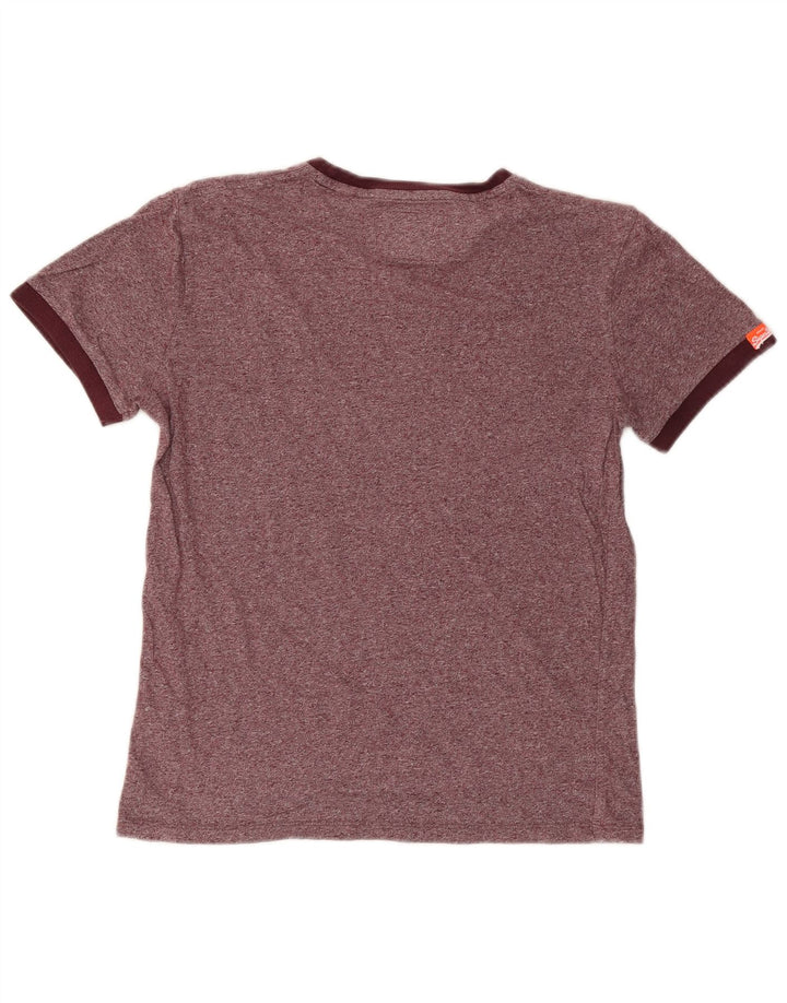 SUPERDRY Mens T-Shirt Top Small Maroon Flecked Cotton