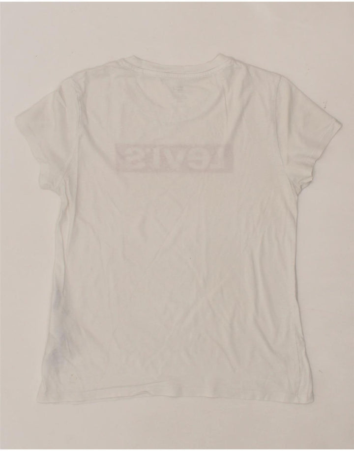 LEVI'S Womens Graphic T-Shirt Top UK 10 Small White Cotton Vintage Levi's and Second-Hand Levi's from Messina Hembry 