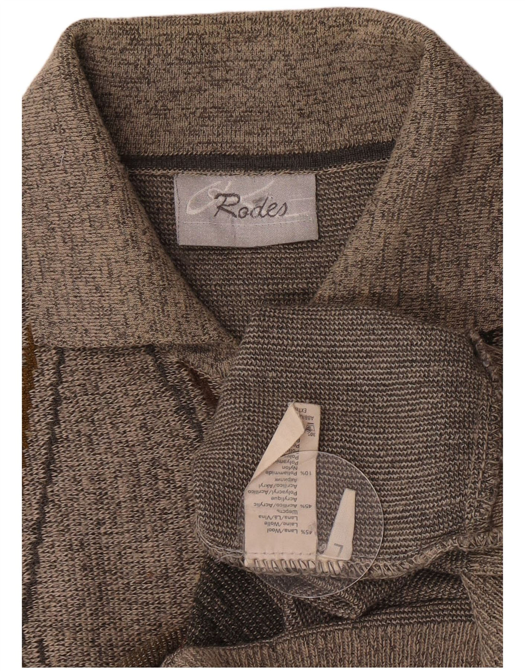 Rodes Mens Polo Neck Jumper Sweater Large Grey Argyle/Diamond Wool