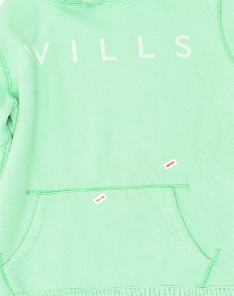 JACK WILLS Womens Graphic Hoodie Jumper UK 10 Small  Green Cotton | Vintage Jack Wills | Thrift | Second-Hand Jack Wills | Used Clothing | Messina Hembry 